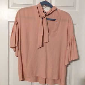 Pink/Salmon front tie blouse